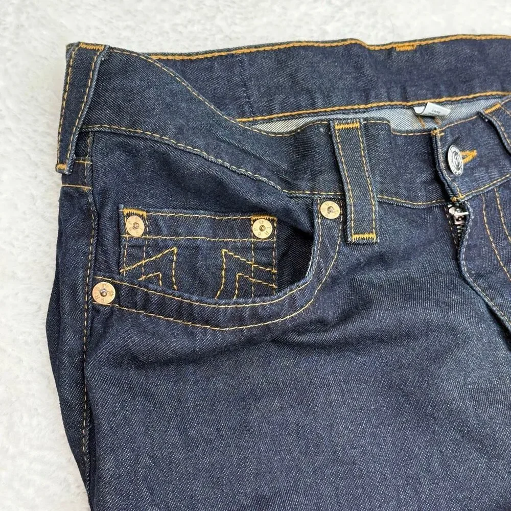 True Religion Dark Wash Ricky Relaxed Straight Jeans w/o Flap / No Flap // Men’s